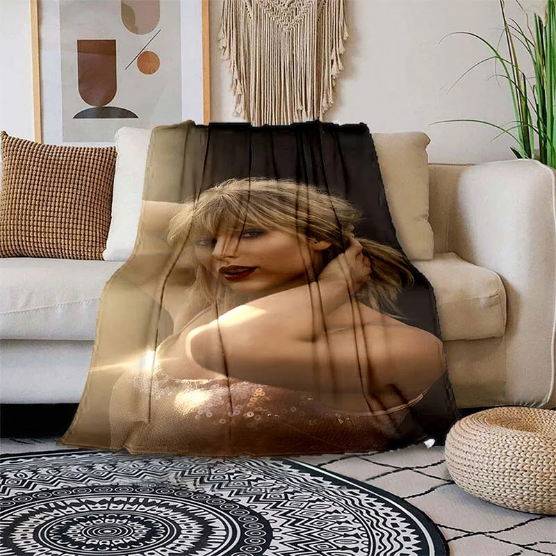 Top stream singer Taylor fashionable printed sofa thin blanket  blankets for beds Customizable air conditioning cover blanket