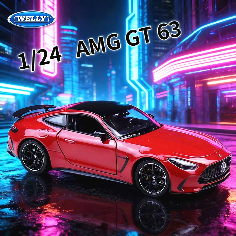 

WELLY 1:24 Модель спортивного автомобиля Mercedes-Benz AMG GT 63 Coupe из сплава, имитация гоночного автомобиля, литая металлическая модель, игрушка для детей, подарок