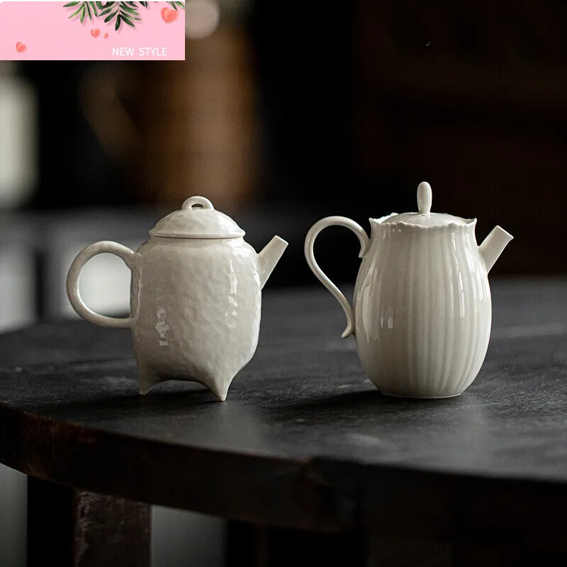 

Handmade Grass Wood Gray Glazed Teapot Japanese Tripod Infusions Pot Creative Tea Soaking Kettle Tea Ceremony Accessories Gift