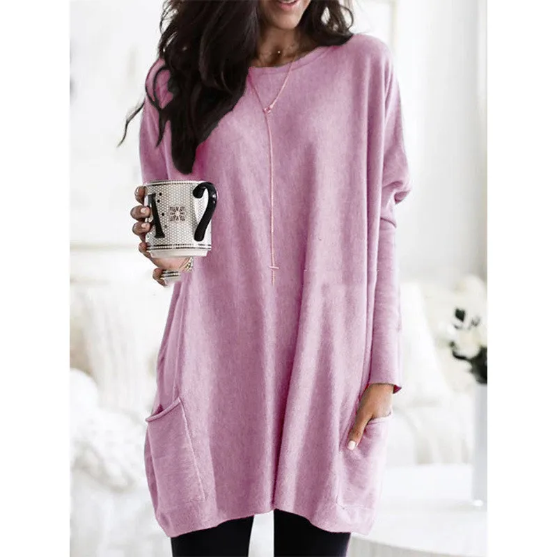 Tshirt Women T Shirt 2023 New Long Sleeve Casual Pocket Women's Clothing Vintage Tops Women t-shirt YRW6940