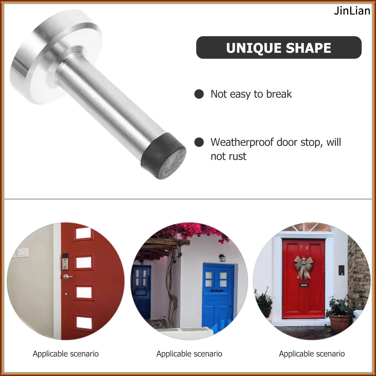 Floor Door Stopper Wall Mounted Floor Mounted Small Solid Stainless Steel Rubber Door Stop Bumper Prevent Wall Damage Indoor