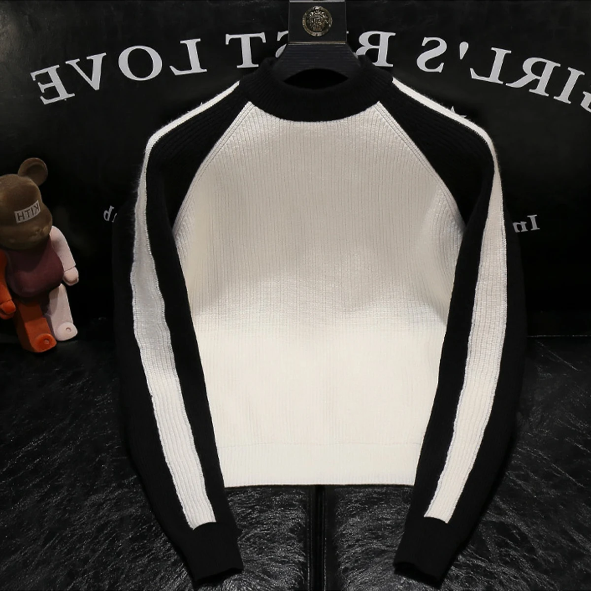 

Trendy Men's Long Sve round Ne Knitted Sweater Faionable Color Overhead Pullover Warm Versatile Youthful Sle