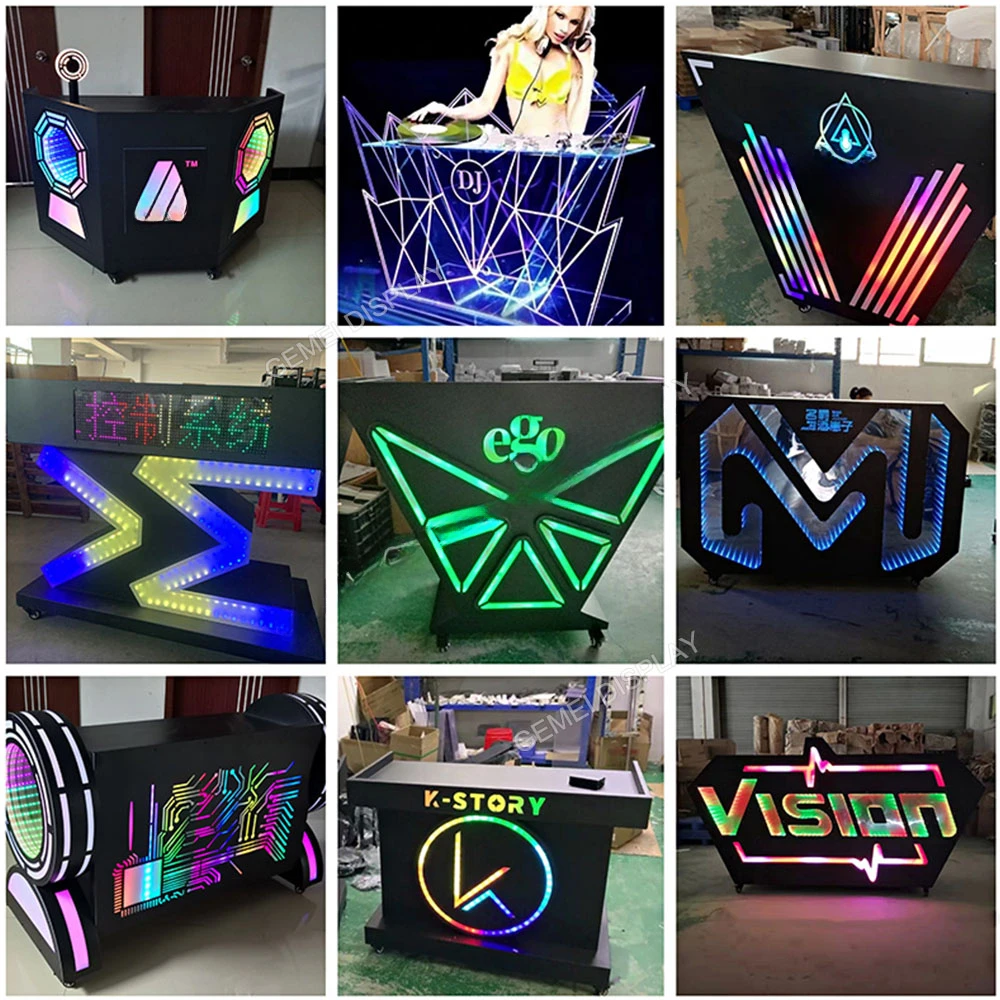 Wholesale Facade Stand Booth Tables Display Rack LED DJ facade table for Party Events Home Bar Nightclub