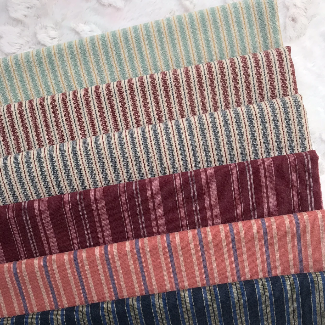 Stripe 6Colors Japanese Yarn-dyed Fabric DIY Handmade Patchwork Fabric 100% Cotton Cloth Bundle 50*70cm