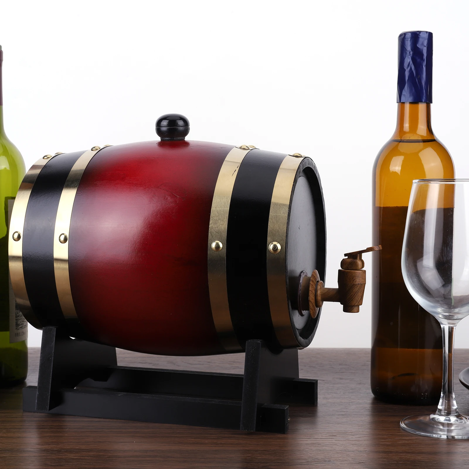 

3л бытовые деревянные бочки с кронштейном, контейнеры для хранения вина, многофункциональные бочки для крана в стиле ретро, принадлежности для вина и виски, бара