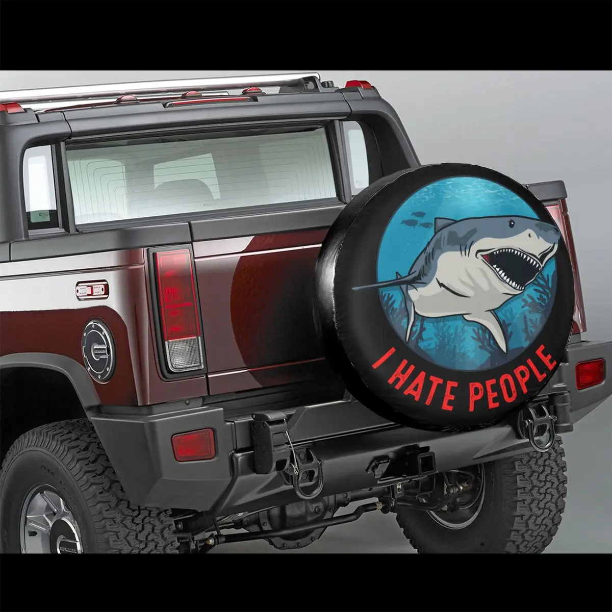 Custom Shark Seaside I Hate People Spare Tire Cover for Mitsubishi Pajero Car Wheel Protectors 14