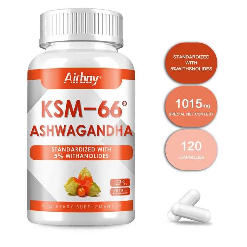 Organic Ashwagandha KSM-66 Capsules - Improve Mood, Relaxation, Relieve Stress, Promote Brain Development, Promote Healthy Sleep