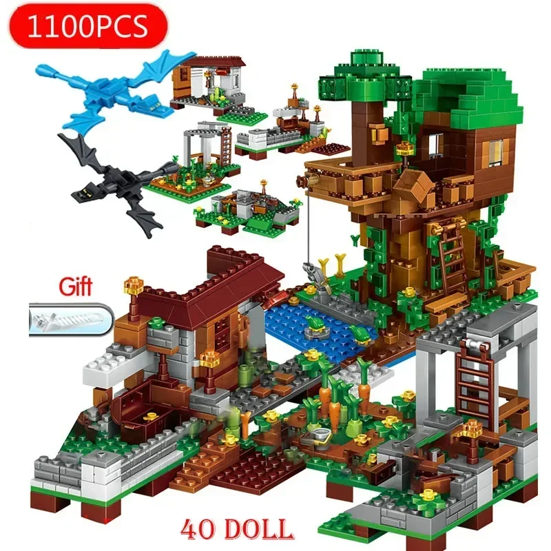 The Mountain Cave Building Blocks com Figuras, Tijolos com Elevador, Brinquedo Educativo, Presente de Natal, MinecraftINGlys, Brinquedos Quentes