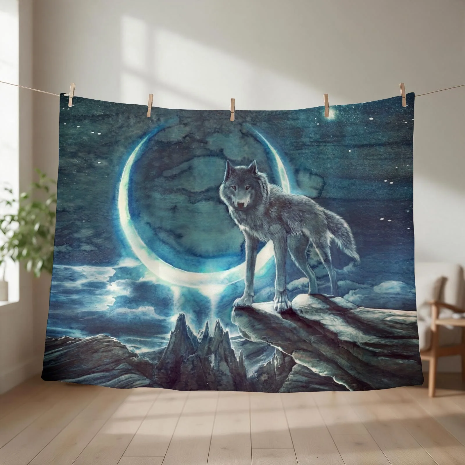 Blue eclipse Throw Blanket couch cozy soft plush fuzzy picnic outdoor blanket