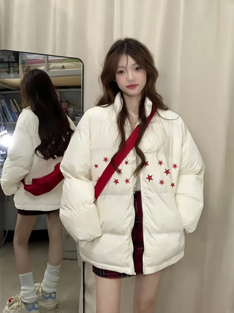 

Parka Invierno Mujer Womens Thicken Ins Down Ultra-Light Wear-Resistant Patch Pockets Thread Decoration Corduroy Panel Warm Vibe