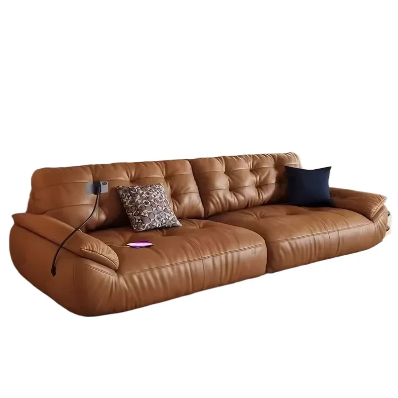 for Cloud Sofa Leather Modern Living Room Multi Functional Italian Minimalist Retro Style Medieval Straight Row Sailboat