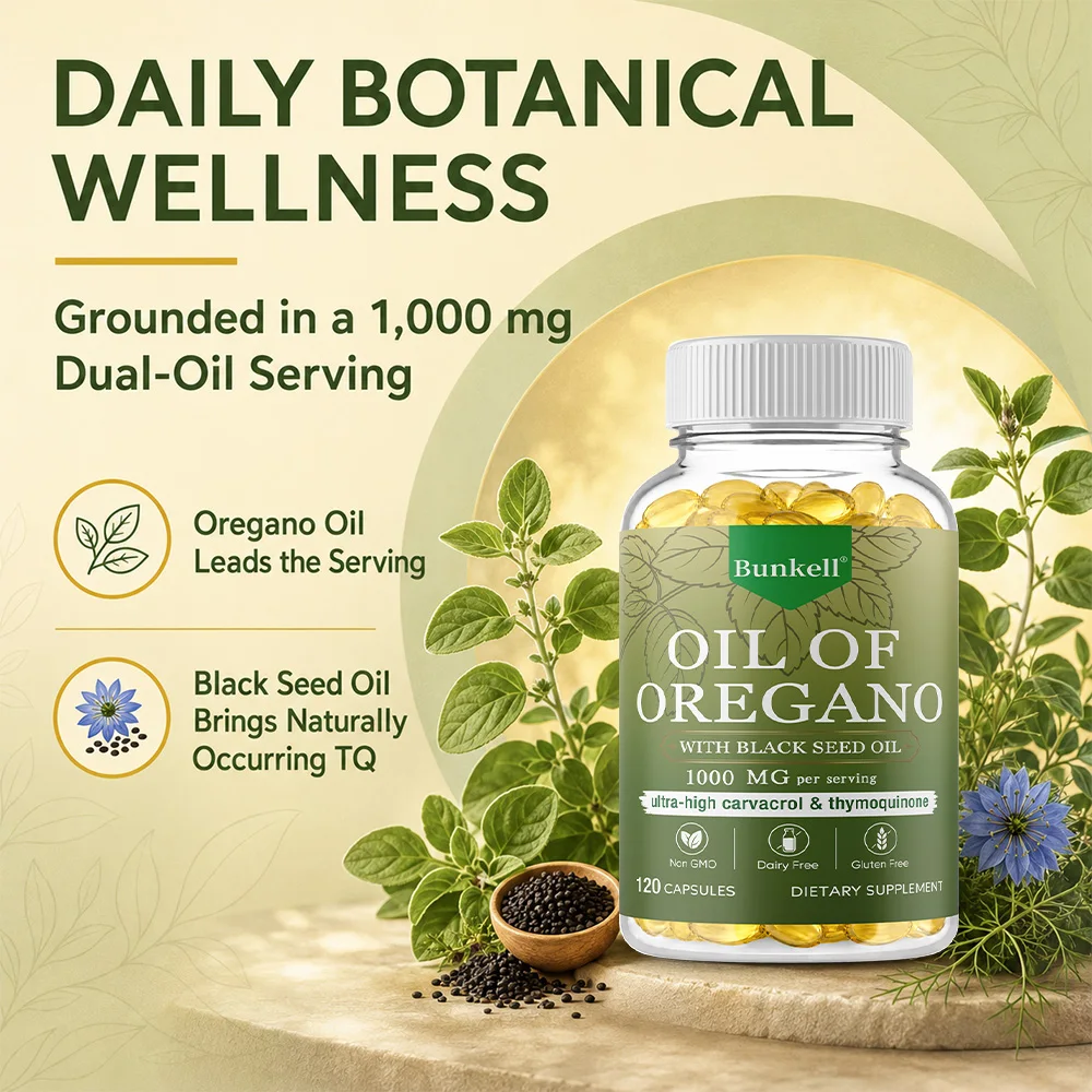 Oil of Oregano with Black Seed Oil | 2 in 1 Supplement for Immune Health, Retains High Concentrated Carvacrol & Thymoquinone