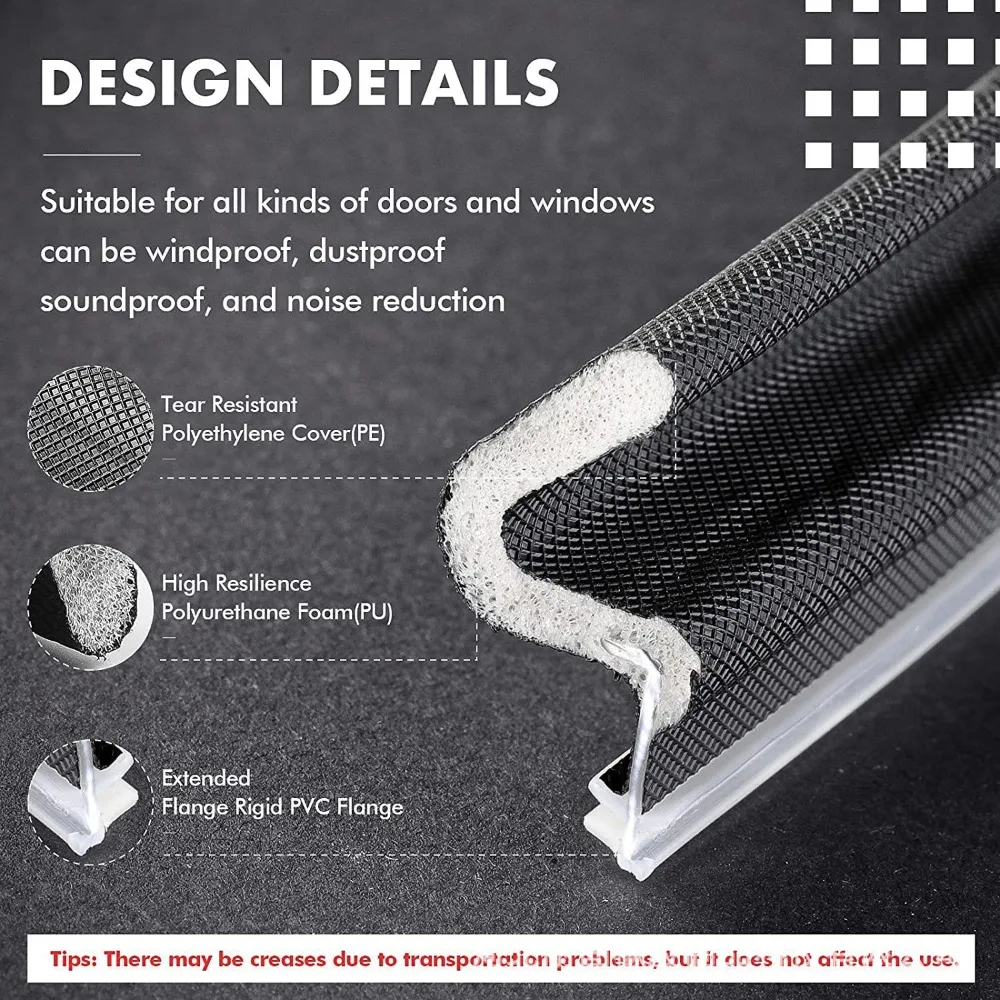 10-2M Door Sealing Strip V-shaped Slot PU Coated Sound Insulation Sealing Strip Acoustic Foam Anti-collision Gap Filler Strip
