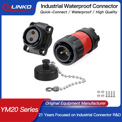 CNLINKO M20 Cable electrónico de 2/3/4/7/9 pines a placa montaje en Panel de plástico PBT 12V 5A-20A conector IP68 impermeable automotriz