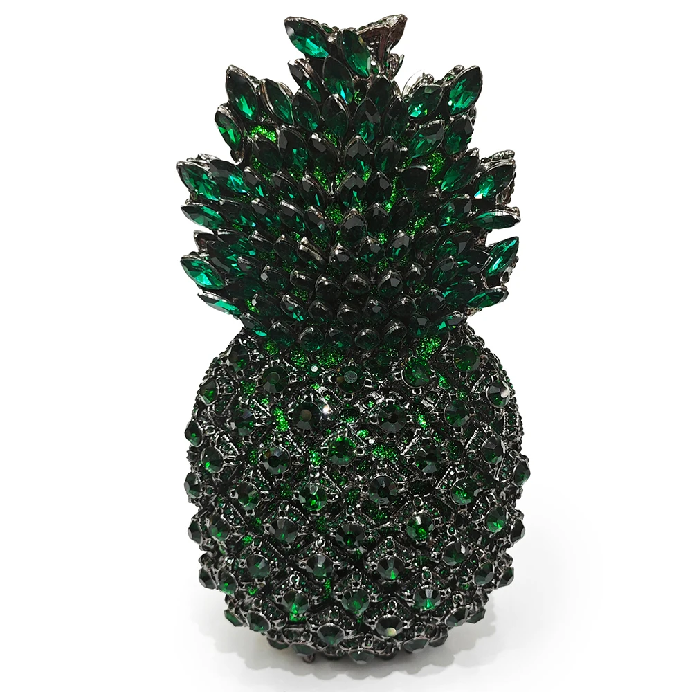 Gold/Green Crystal Pineapple Rhinestone Evening Purses Luxury Designer Women Party Prom Purse Diamond Handbags Rhinestone Dinner