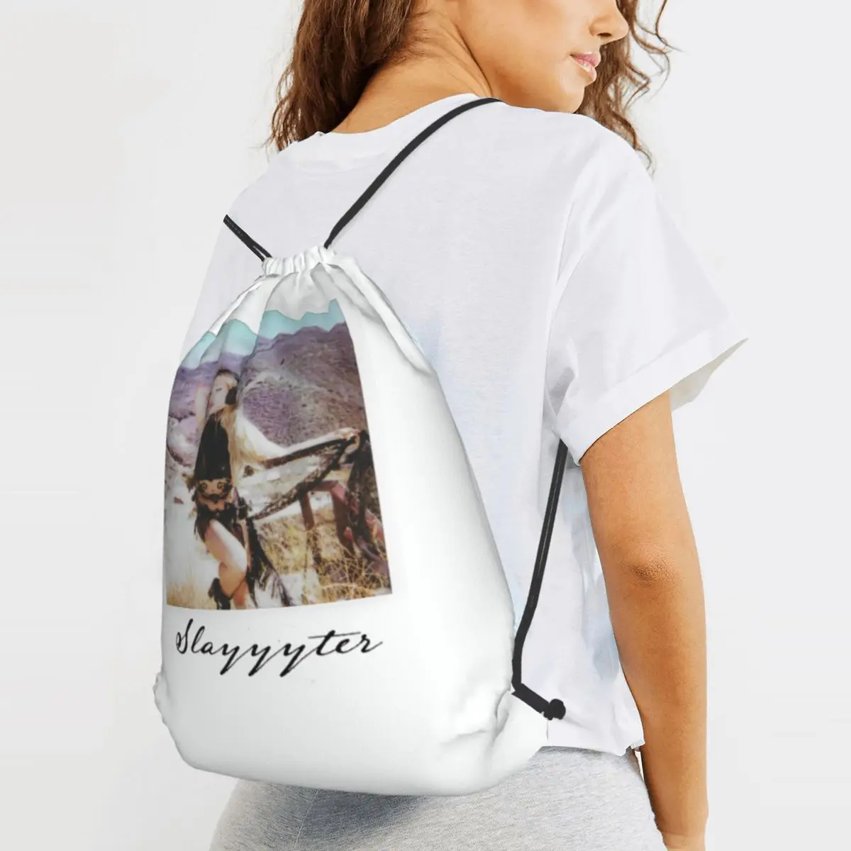Slayyyter Worst Girl In America Backpacks Multi-function Drawstring Bags Sports Bag Book Bags for Travel Students