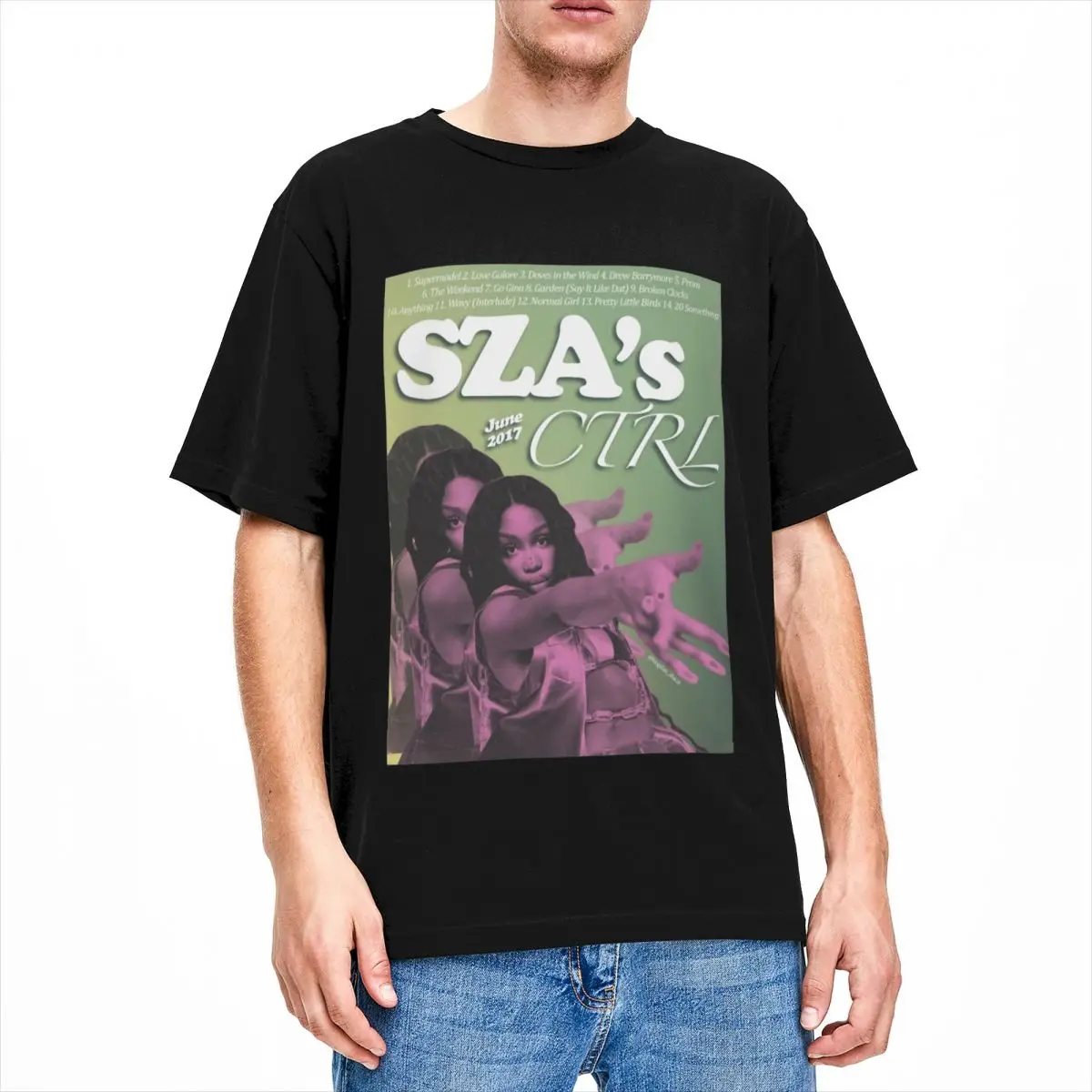 Men T-Shirt Rapper SZA Ctrl Fashion Cotton Tee Shirt Short Sleeve T Shirts Crewneck Tops Graphic