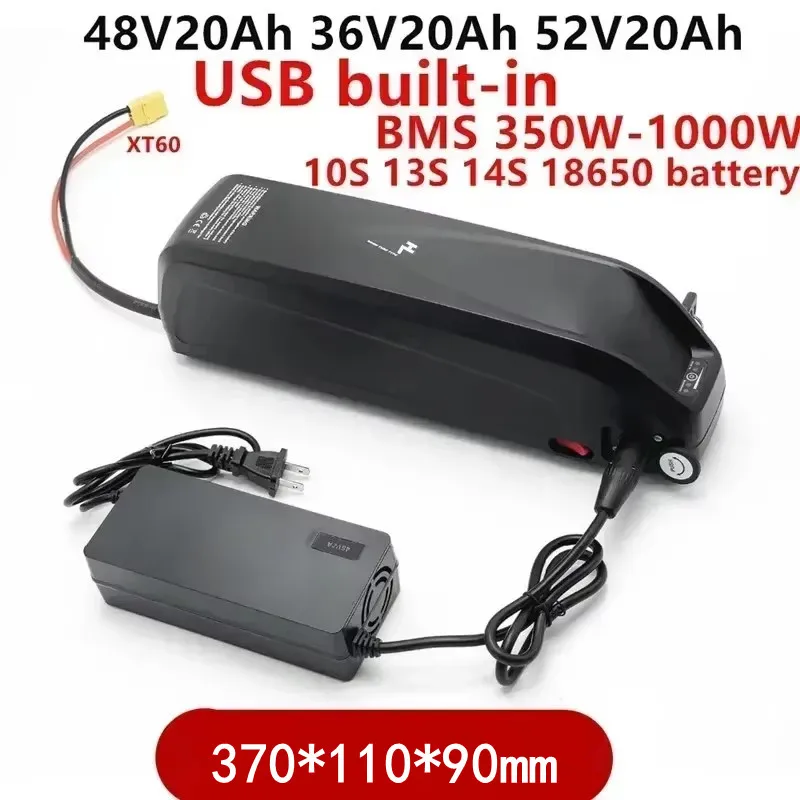 NEW 48V20Ah 36V20Ah 52V20Ah ebike Battery Hailong battery with USB built-in BMS 350W-1000W 10S 13S 14S 18650 battery