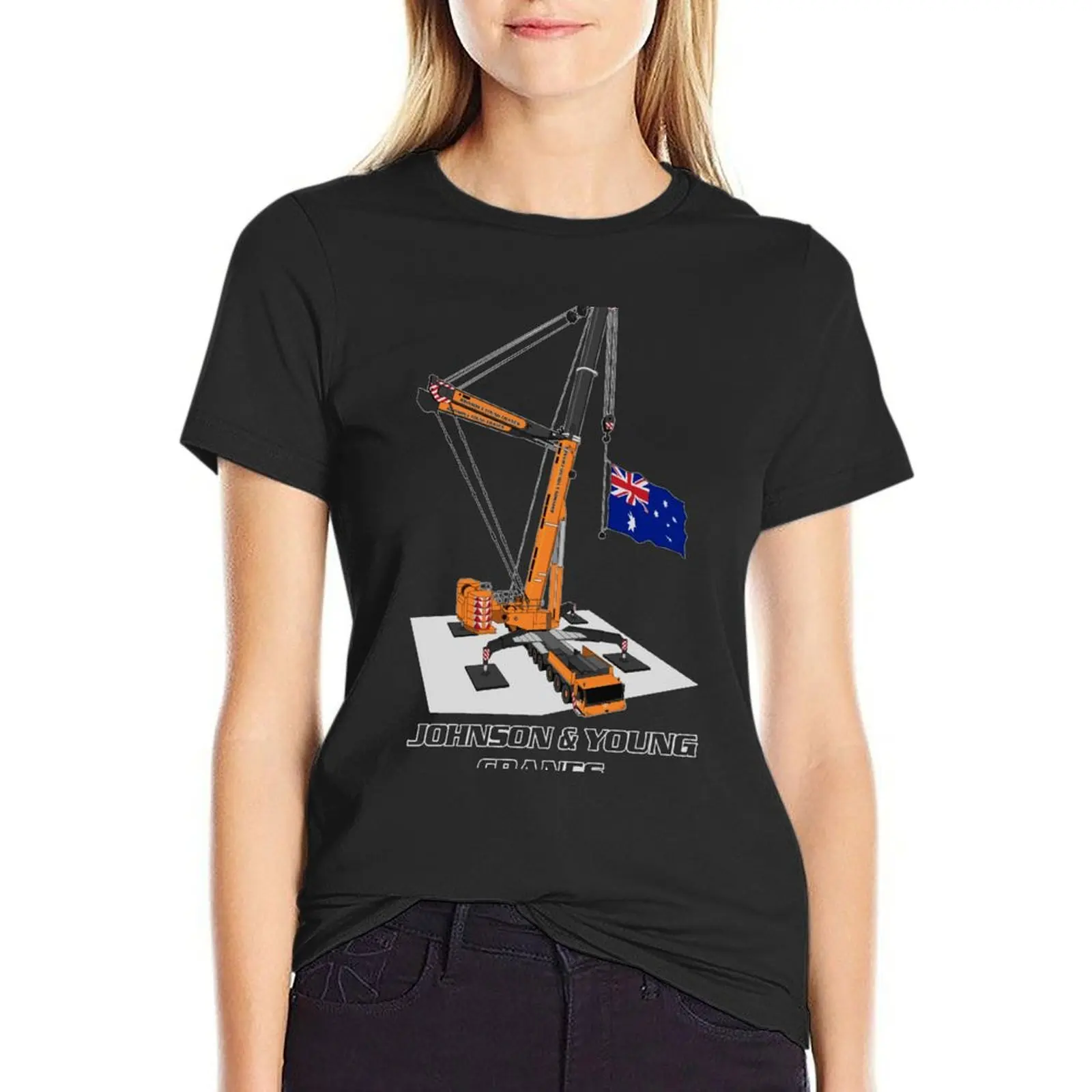 

Johnson & Young Cranes T-Shirt vintage clothes customizeds cute tops Women's cotton t-shirt