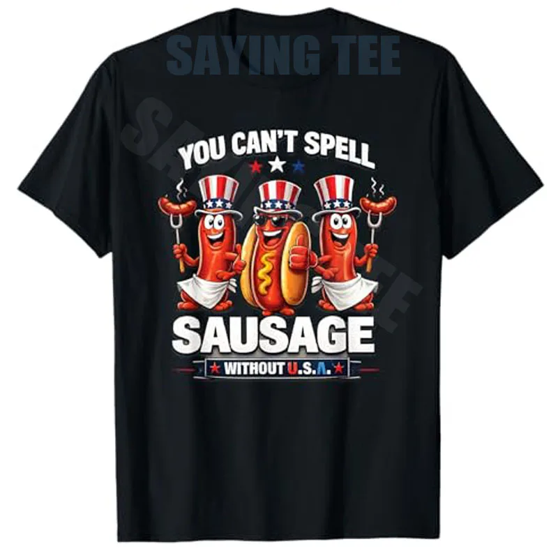 Du kannst die Wörter „Wurst ohne USA“ nicht aufreißen, wenn du das 4. Juli Amerika-Flaggen-T-Shirt Y2k „Stolzer Amerikaner“ mit patriotischem Grafik-Aufdruck für Herrenkleidung nennst. – Detail 5
