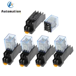 5 x AC DC 12V 24V 36V 110V  220V 380V 5A Coil DPDT 8Pins Red Light General Purpose Power Relay w Base MY2NJ MY2P HH52P