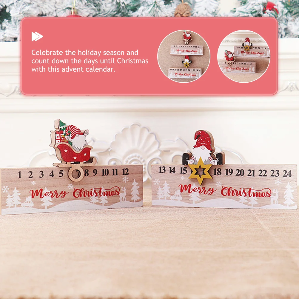 Calendrier de l'Avent de Noël en Bois Traditionnel, Compte à Rebours, Décor de Vacances