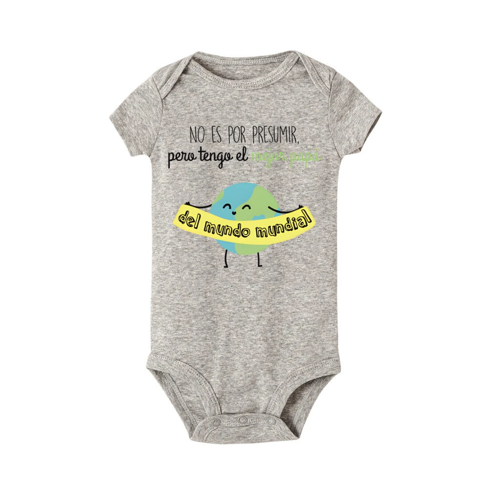 I Have A Best Dad in The World Spanish Printed Baby Romper Funny Newborn Summer Bodysuit Infant Short Sleeve Jumpsuits Clothes