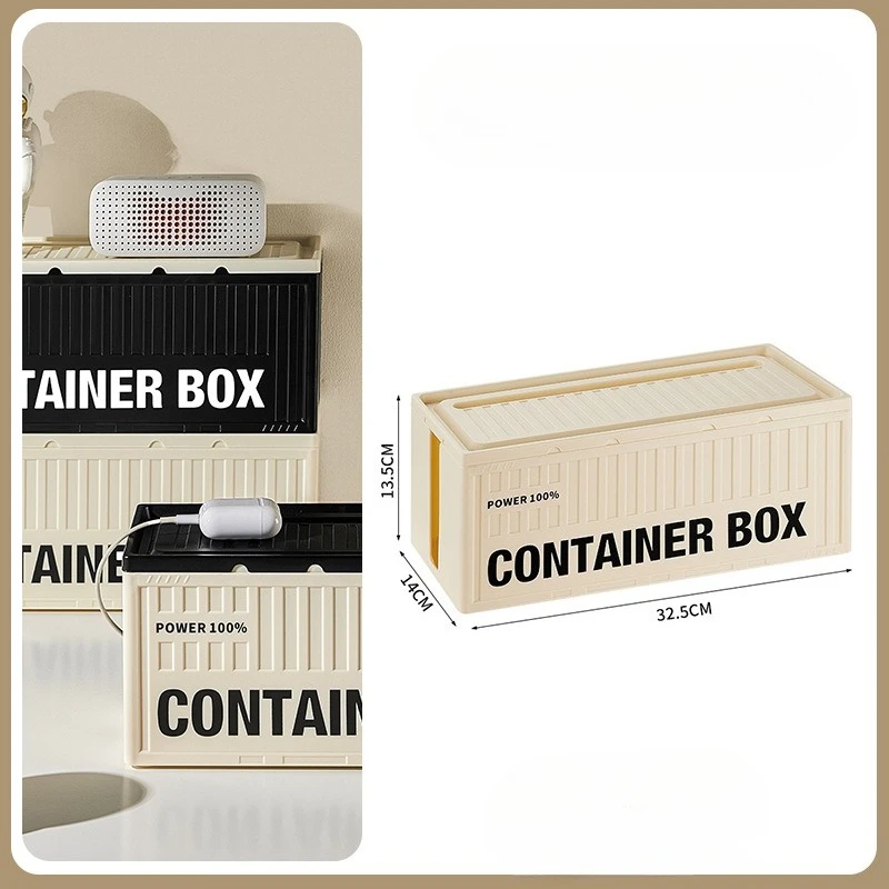 

Industrial Style Power Strip Storage Box, Large Capacity Desktop Wire Organizer Data Cable&Socket Cord Storage Container for Hom