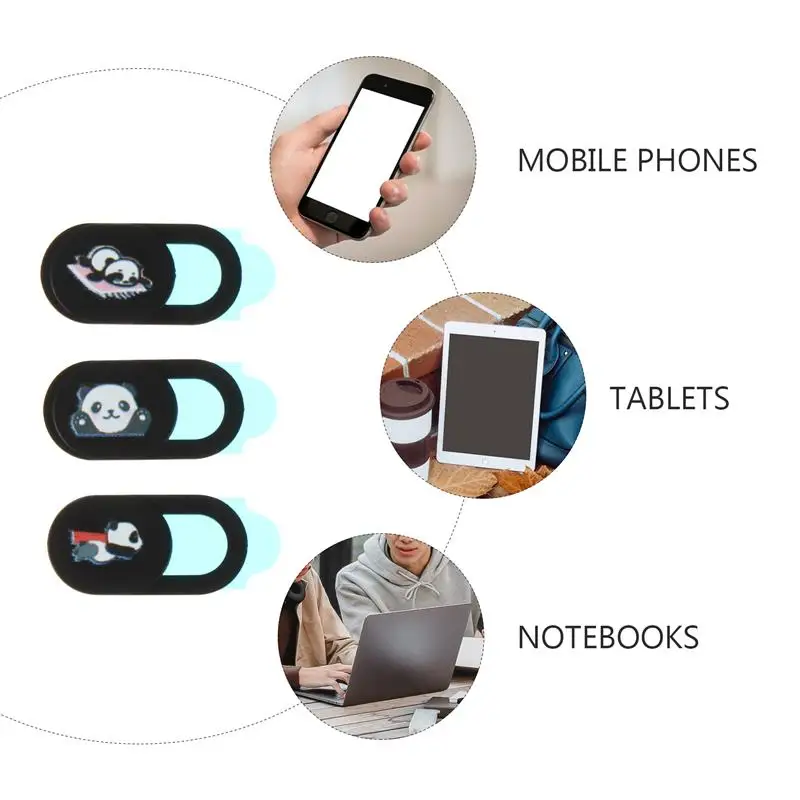 3pcs Slide Cover Cute Panda Pattern Privacy Protection Webcam Cover Sliding Webcam Cover Lenses Antispy Privacy Sticker