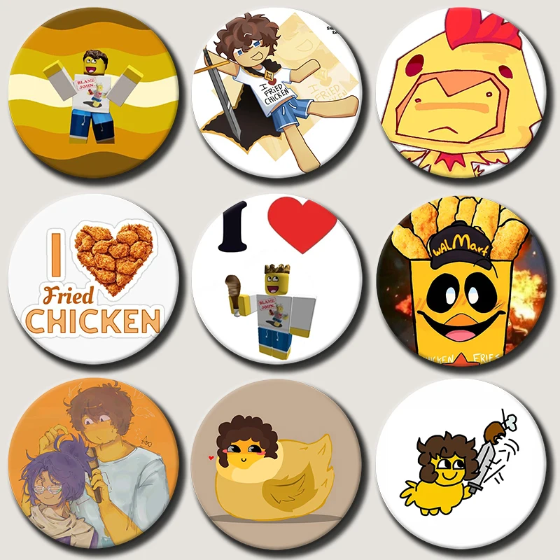 

58mm I Love Fried Chicken Shedletsky Anime Soft Button Pin Game Character Badge Round Brooch Bag Clothes Hat Decoration Gifts