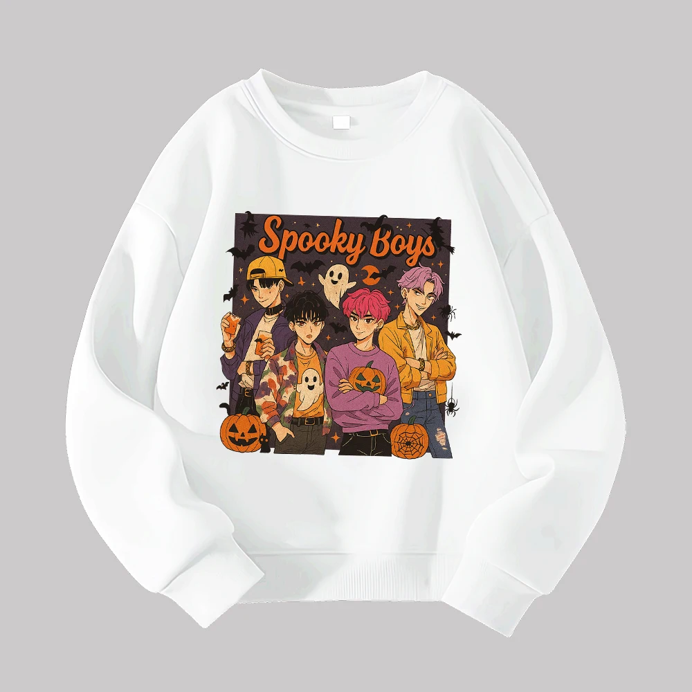 سويت شيرت جرافيك للأولاد المخيف للهالوين للرجال كاجوال برقبة دائرية وطبعة شبح اليقطين وأكمام طويلة #2