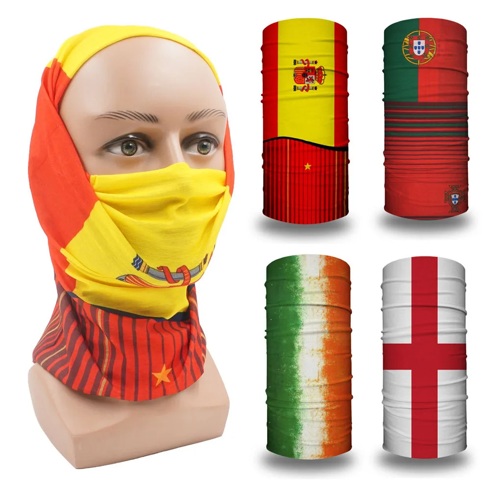 Spain /Portugal /Ireland /UK Flags Bandana Breathable Windproof Face Shield Neck Gaiter Seamless Tube Multifunctional Headwear