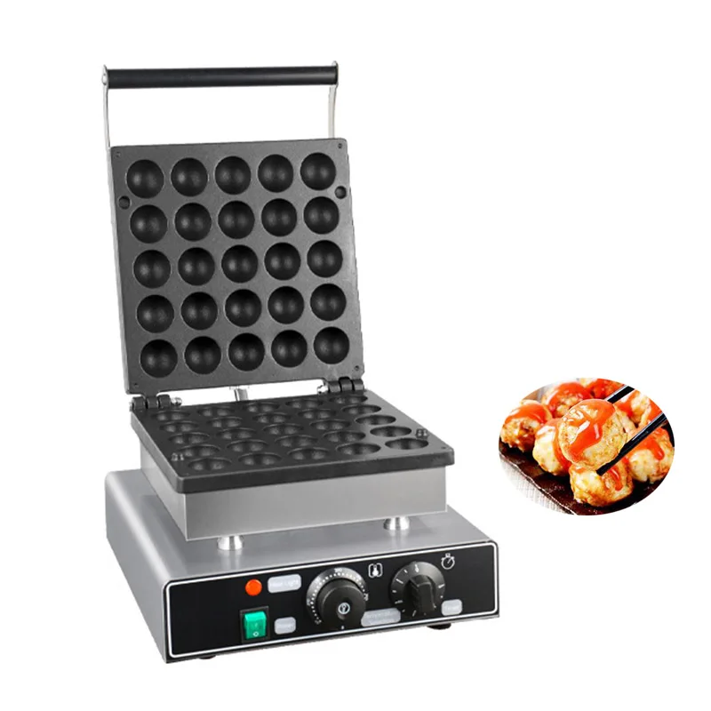 25 Pcs Commercial Ball Shaped Waffle Baker Electric Bomb Burning Takoyaki Maker Machine