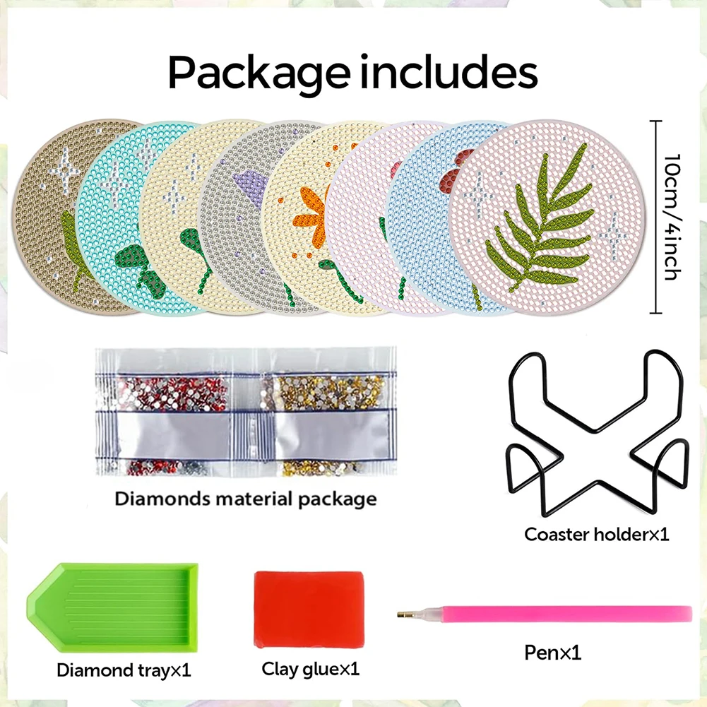 8 قطعة الوقايات الخشبية ماندالا الماس الوقايات 5D الماس اللوحة أطقم DIY كوستر الماس نقطة أطقم للبالغين المبتدئين