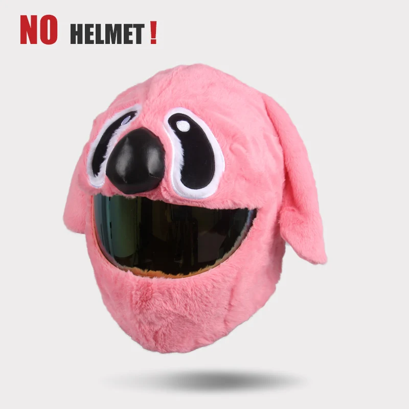 Helmbescherming Hoofddeksel Cover Cartoon Pluizige Pluche Set Voor Motorfiets Volledige Gezicht Beschermhoes Motorveiligheid Trendy