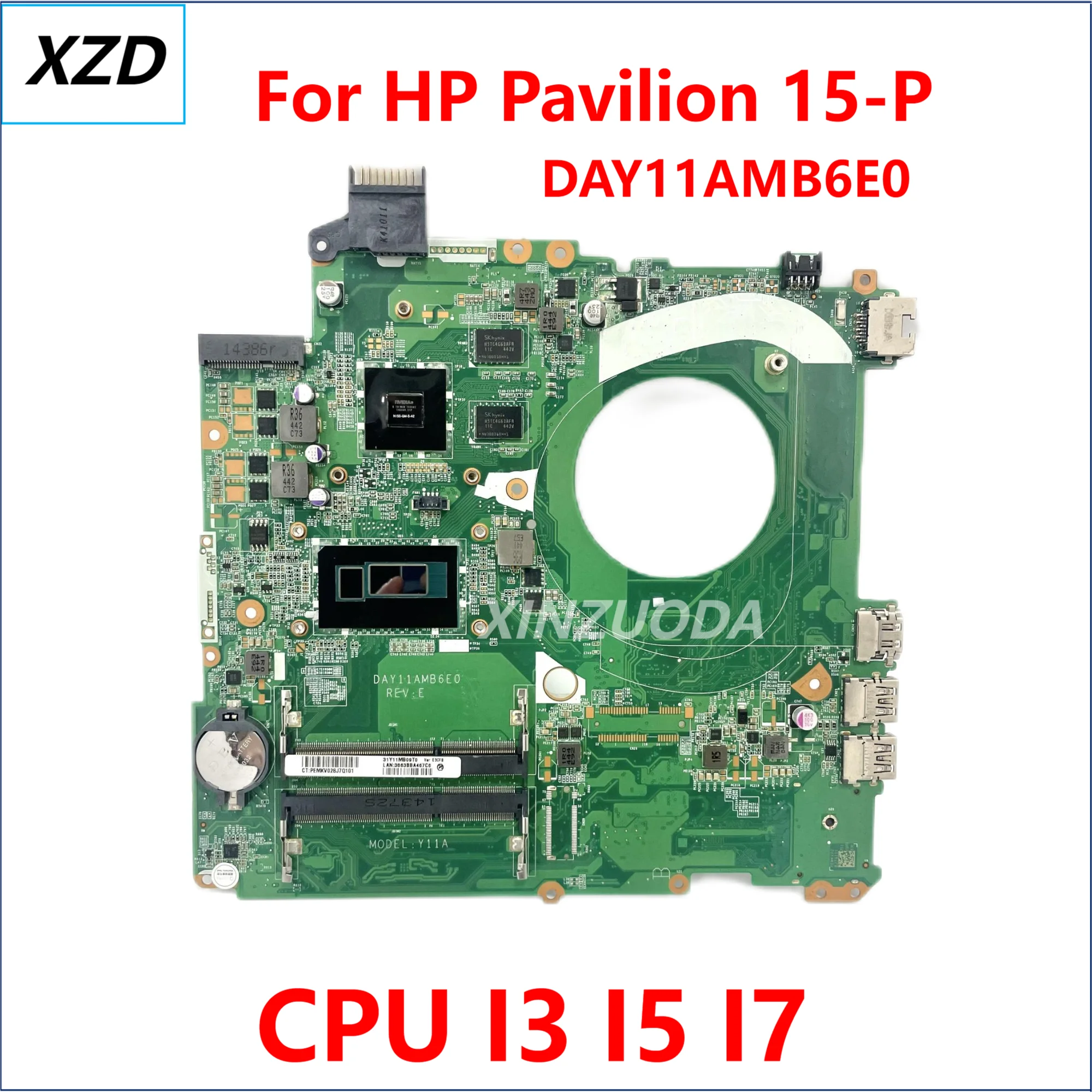 เมนบอร์ด DAY11AMB6E0สำหรับ HP พาวิลเลียนมาเธอร์บอร์ดแล็ปท็อป15-P I3 I5 I7 4TH 100% GPU 2g ใช้ได้