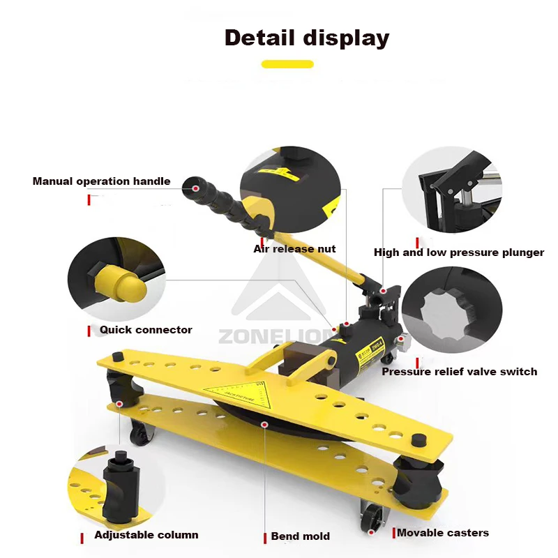 آلة ثني الأنابيب الهيدروليكية اليدوية المحمولة الجديدة، آلة ثني الأنابيب الصغيرة المصنوعة من الفولاذ المقاوم للصدأ مع محرك موثوق للسيارات