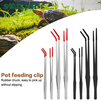 Stainless Steel Reptile Feeding Tongs With Rubber Tips Aquarium Aquarium Straight And Curved Tweezers Pet Feeding Accessories