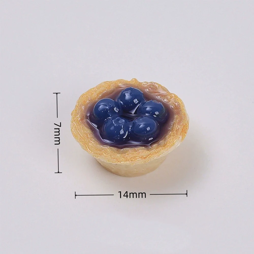 20PCS Mini Blueberry Egg Tart Miniature Flat Back Resin Cabochons For Hairpin Scrapbooking DIY Home Decor Craft Accessories
