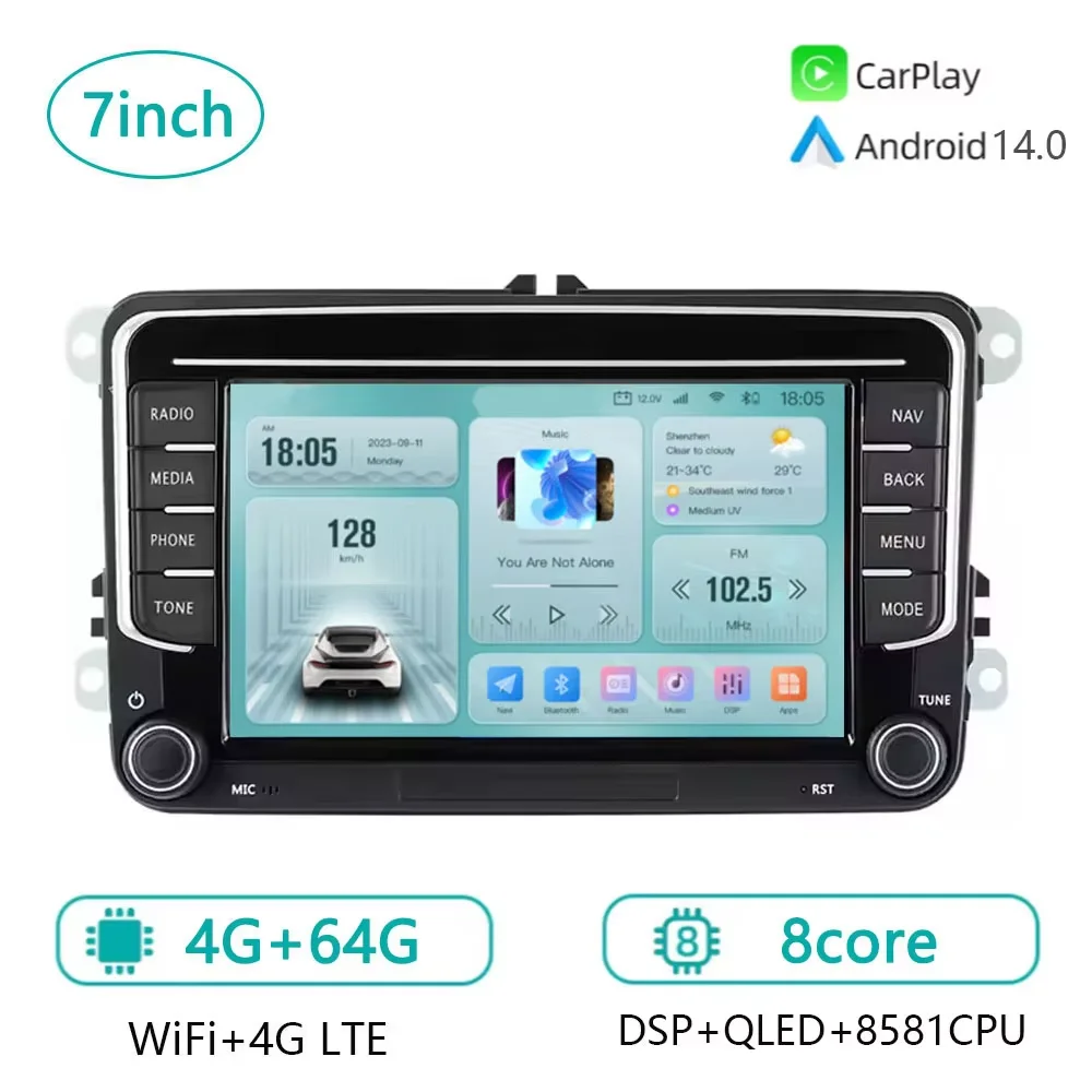 

7inch Android Car Radio Stereo For VW Polo Golf Passat Skoda octavia Screen Car Multimedia Player GPS BT Carplay