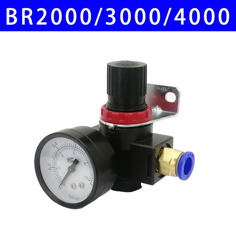 

1 pcs BR200 BR3000 BR4000 Air Pressure Regulator 1/4" 3/8" 1/2"BSPT With Gauge And Bracket Pressure Relief Valve