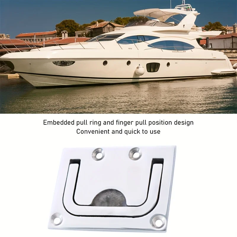 Stainless Steel Flush Pull Ring Hatch Latch Handle for Boat Deck Hatch, Marine Grade, for Cabinet Yacht Accessory