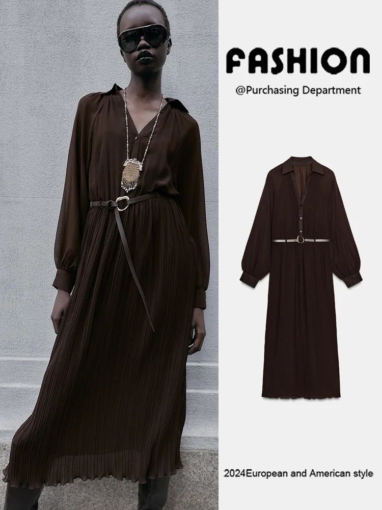 

Ele Long Sve Midi Dr 2022, новое зимнее поступление, женское модное платье с поясом, юбка Sle Par Dr