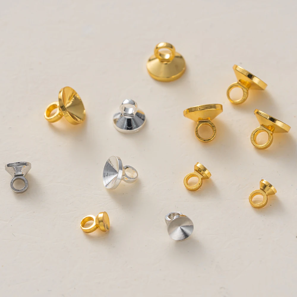 20 Stück/Lot 3/4/5/6mm 18K vergoldete Perlen-Endkappen, Anhänger, Charms für DIY-Halsketten, Armbänder, Ohrringe, Schmuckherstellungszubehör. – Detail 3