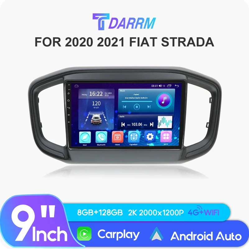 Android Carplay Car Radio For FIAT STRADA 2020 2021 2022 2023 Navigation GPS Multimedia Player WiFi+4G Auto Radio