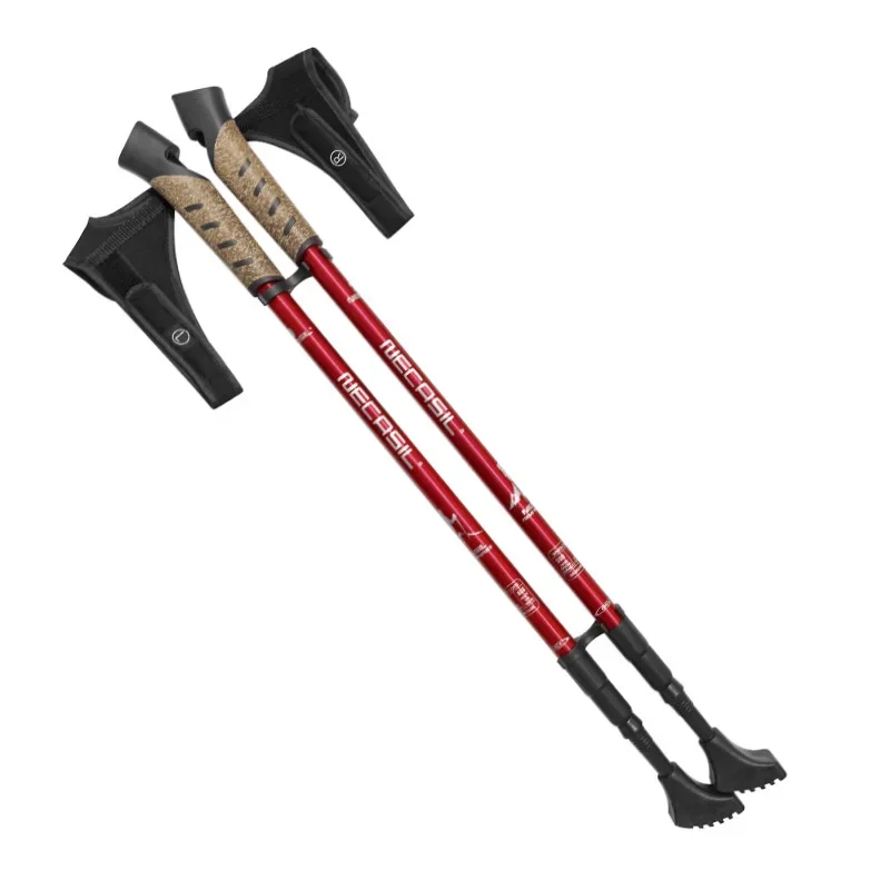 2PCS Nordic Walking Poles Telescopic Alpenstock 6061 Aluminum Alloy Shooting Crutch Walking Stick Hiking