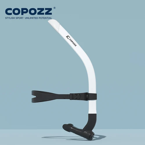 COPOZZ cabeza frontal entrenamiento de natación snorkel boquilla de silicona nadadores jóvenes equipo de buceo completamente seco para mujeres hombres jóvenes