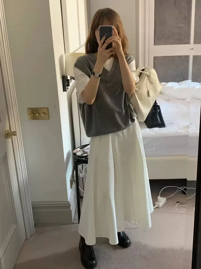 التخسيس V-Ne محبوك سترة المرأة فضفاضة Svel الأعلى Dongda بوابة الخريف Faion تخفيف Sle لون نقي لا زر #5