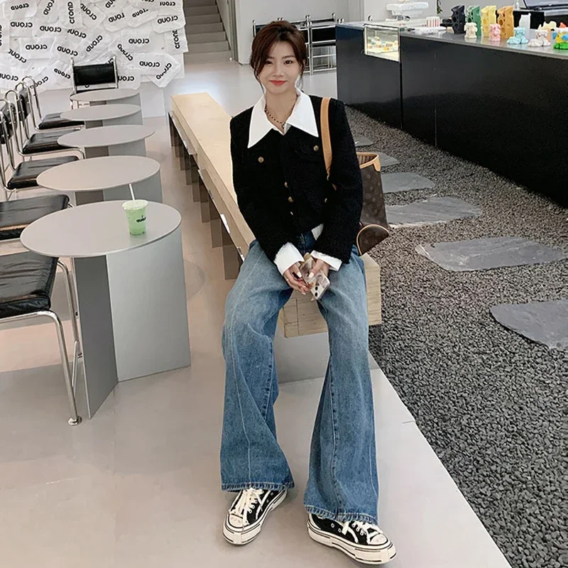 Camicetta bianca Donna Camisas De Mujer Couverture Colletto Manica lunga Cerniera Camicie Top corto Moda Casual Coreano Y2k Camicette