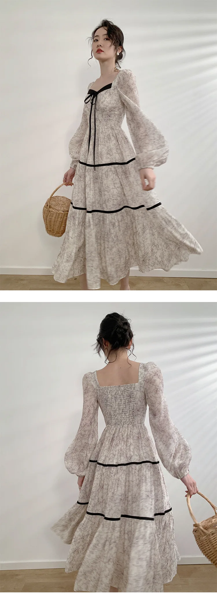 100% Pure Linen Women Sleeveless Maxi Dress Square Neck Delicate Embroidery Floral Print High Waist Holiday Long Outfit view 4